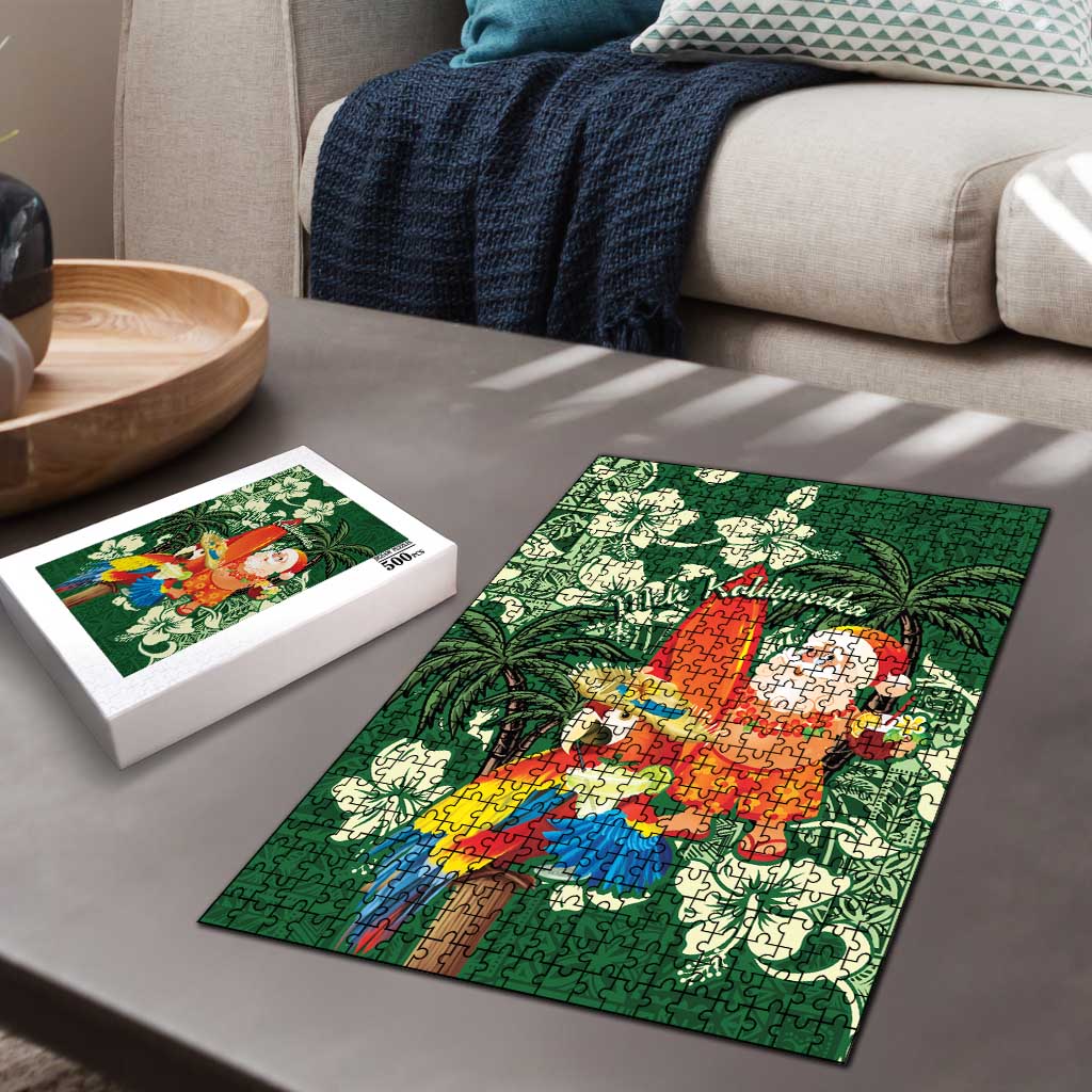Moss Green Tropical Christmas Hawaii Tapa Puzzle Aloha Santa Drink Party LT7 - Polynesian Pride