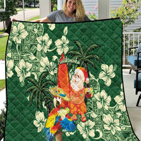 Moss Green Tropical Christmas Hawaii Tapa Quilt Aloha Santa Drink Party - Polynesian Pride
