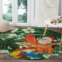 Moss Green Tropical Christmas Hawaii Tapa Round Carpet Aloha Santa Drink Party - Polynesian Pride