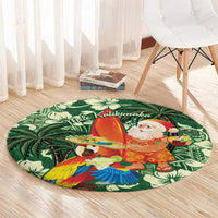 Moss Green Tropical Christmas Hawaii Tapa Round Carpet Aloha Santa Drink Party - Polynesian Pride