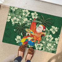 Moss Green Tropical Christmas Hawaii Tapa Rubber Doormat Aloha Santa Drink Party LT7 - Polynesian Pride