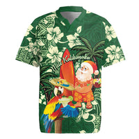 Moss Green Tropical Christmas Hawaii Tapa Rugby Jersey Aloha Santa Drink Party LT7 Green - Polynesian Pride