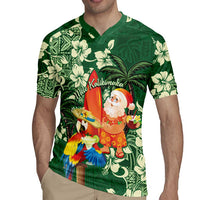 Moss Green Tropical Christmas Hawaii Tapa Rugby Jersey Aloha Santa Drink Party LT7 - Polynesian Pride