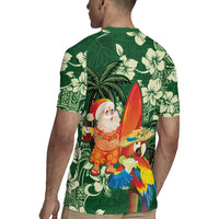 Moss Green Tropical Christmas Hawaii Tapa Rugby Jersey Aloha Santa Drink Party LT7 - Polynesian Pride