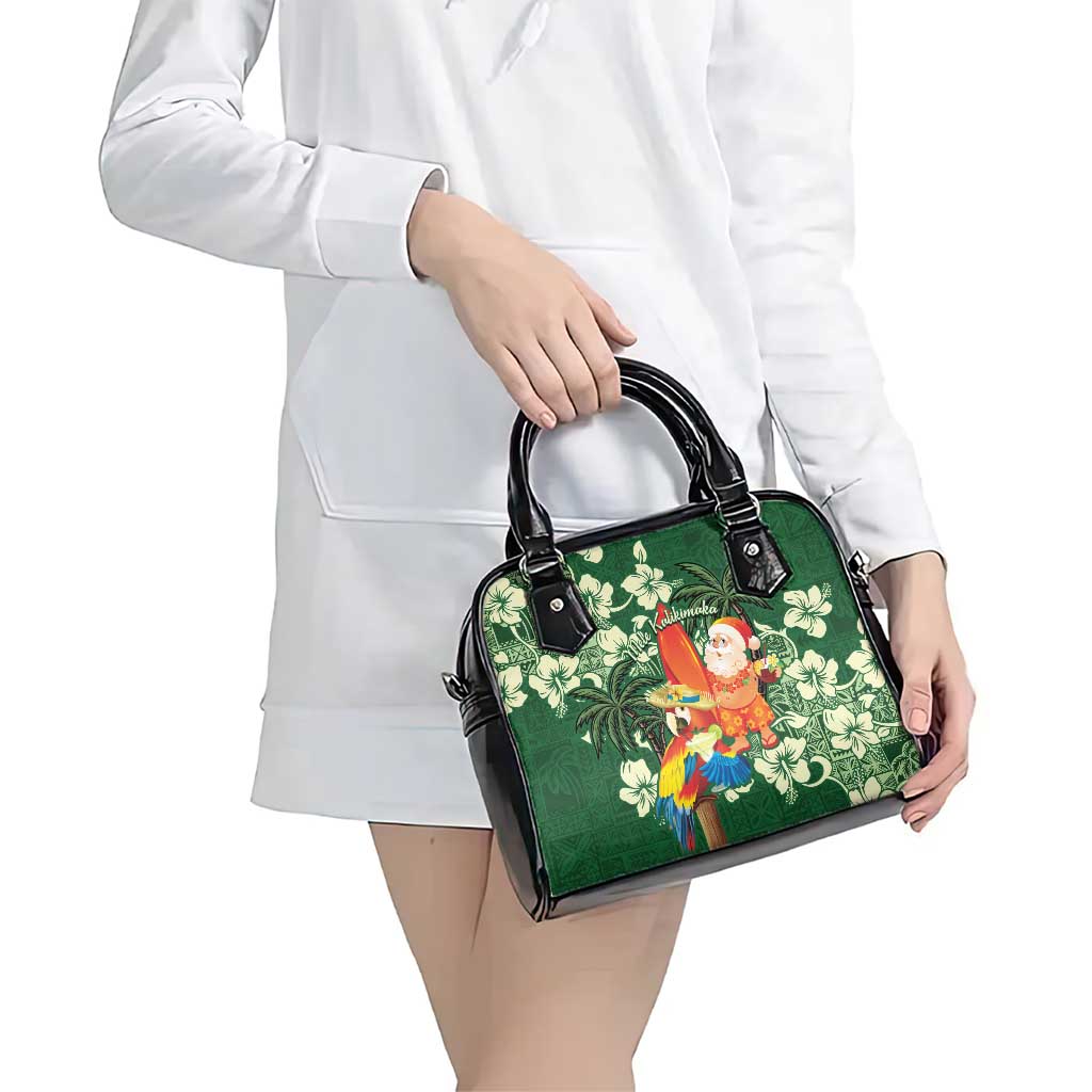Moss Green Tropical Christmas Hawaii Tapa Shoulder Handbag Aloha Santa Drink Party - Polynesian Pride