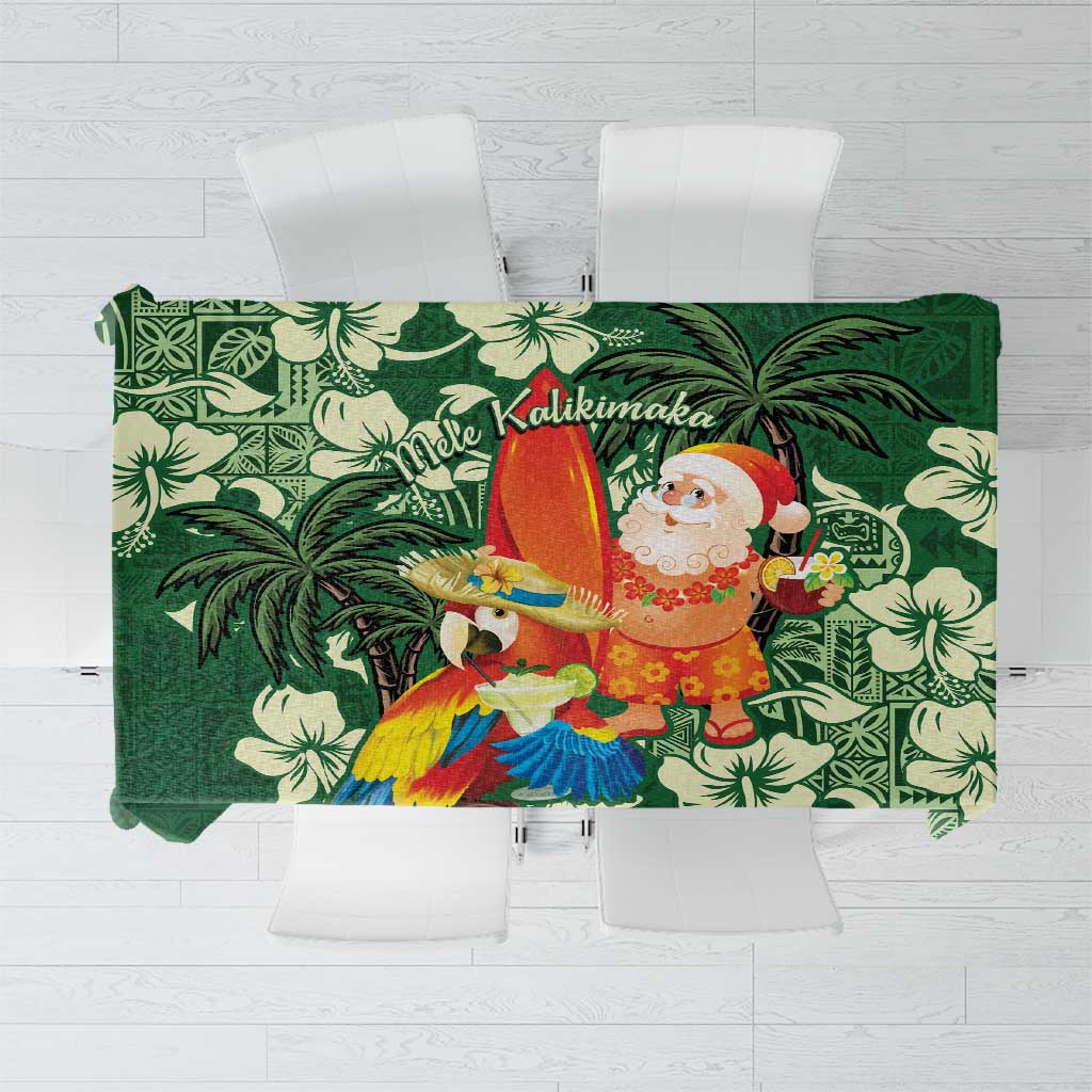 Moss Green Tropical Christmas Hawaii Tapa Tablecloth Aloha Santa Drink Party LT7 Green - Polynesian Pride