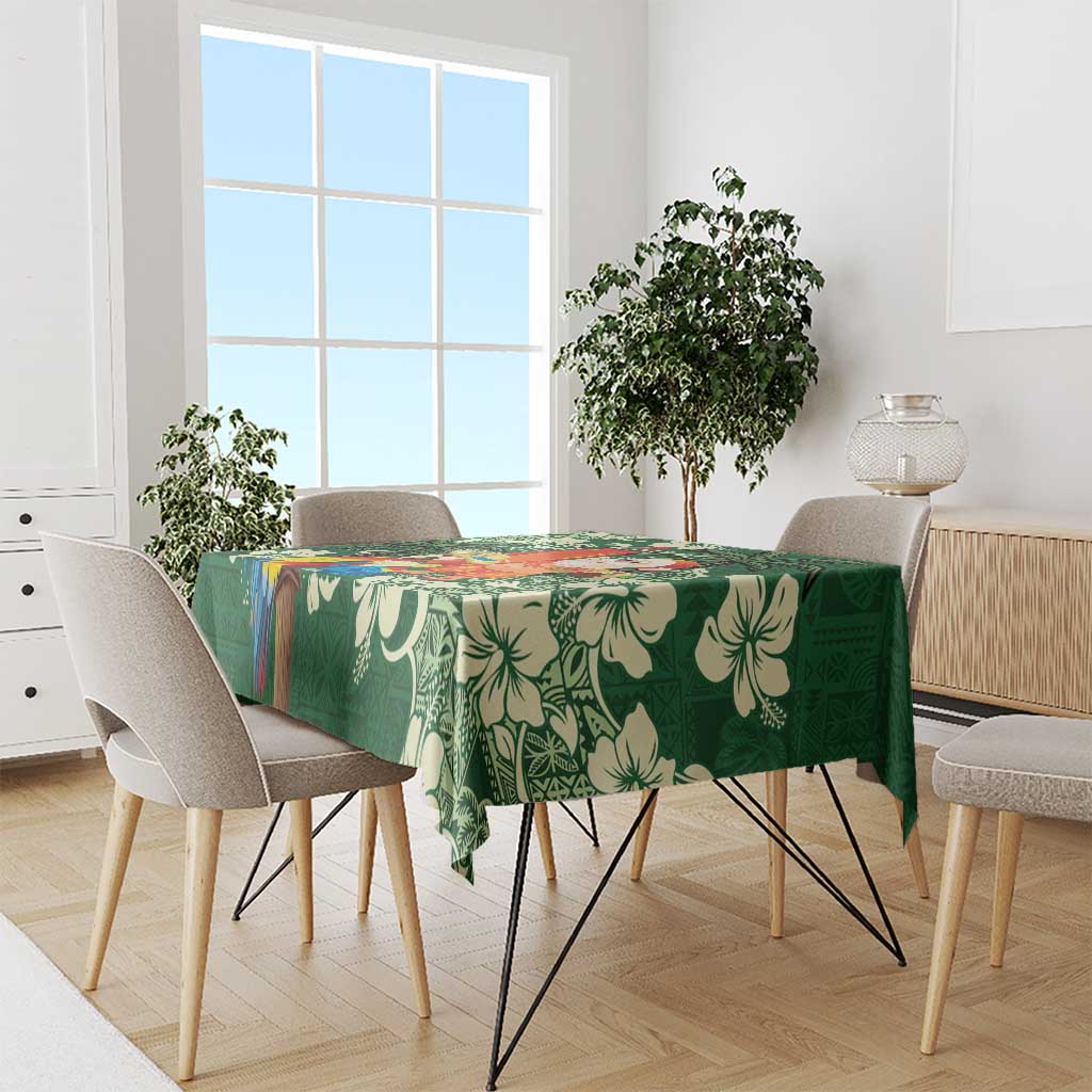 Moss Green Tropical Christmas Hawaii Tapa Tablecloth Aloha Santa Drink Party LT7 - Polynesian Pride
