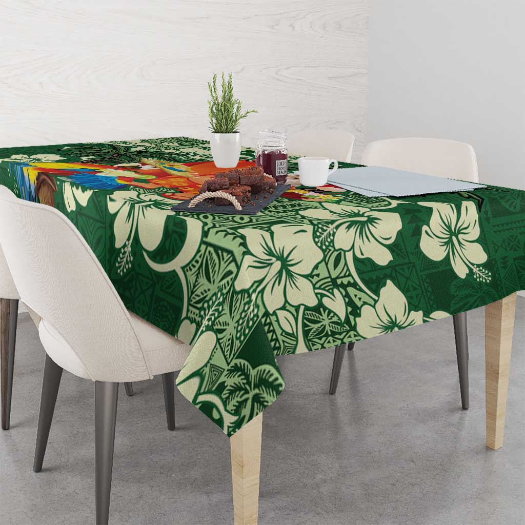 Moss Green Tropical Christmas Hawaii Tapa Tablecloth Aloha Santa Drink Party LT7 - Polynesian Pride