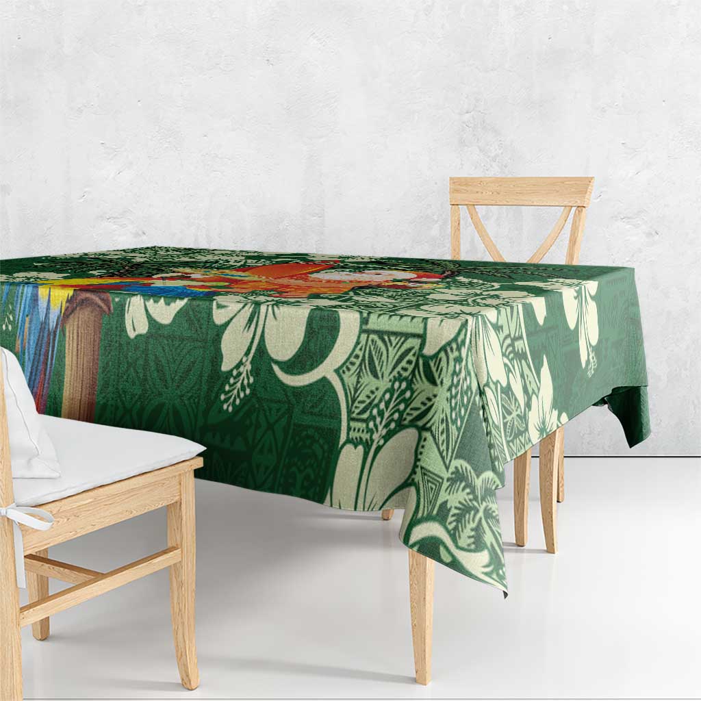 Moss Green Tropical Christmas Hawaii Tapa Tablecloth Aloha Santa Drink Party LT7 - Polynesian Pride
