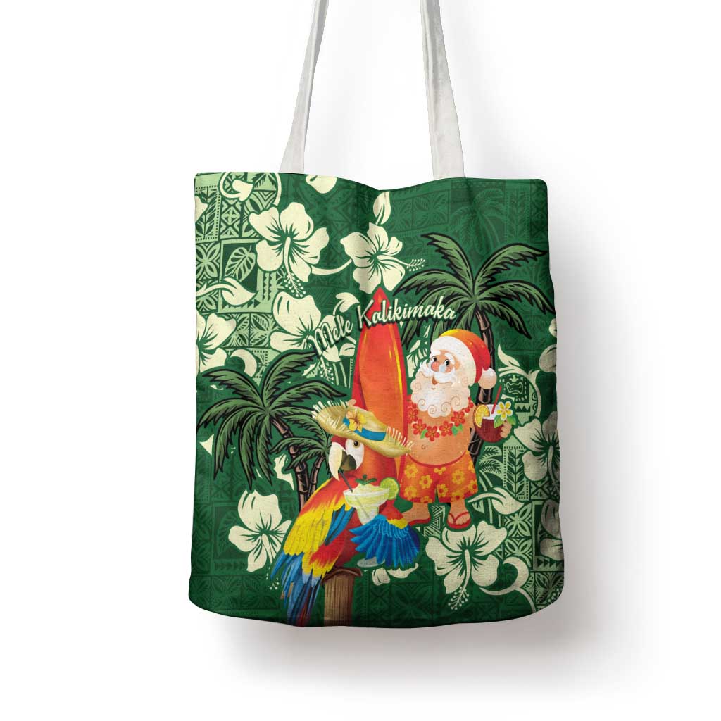 Moss Green Tropical Christmas Hawaii Tapa Tote Bag Aloha Santa Drink Party - Polynesian Pride