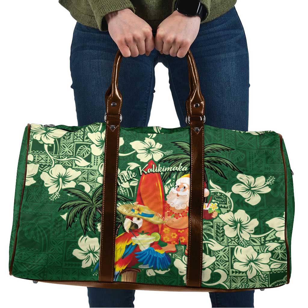 Moss Green Tropical Christmas Hawaii Tapa Travel Bag Aloha Santa Drink Party - Polynesian Pride