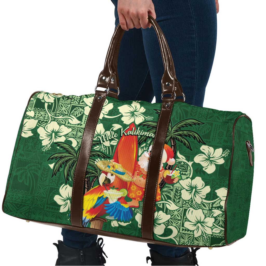 Moss Green Tropical Christmas Hawaii Tapa Travel Bag Aloha Santa Drink Party - Polynesian Pride