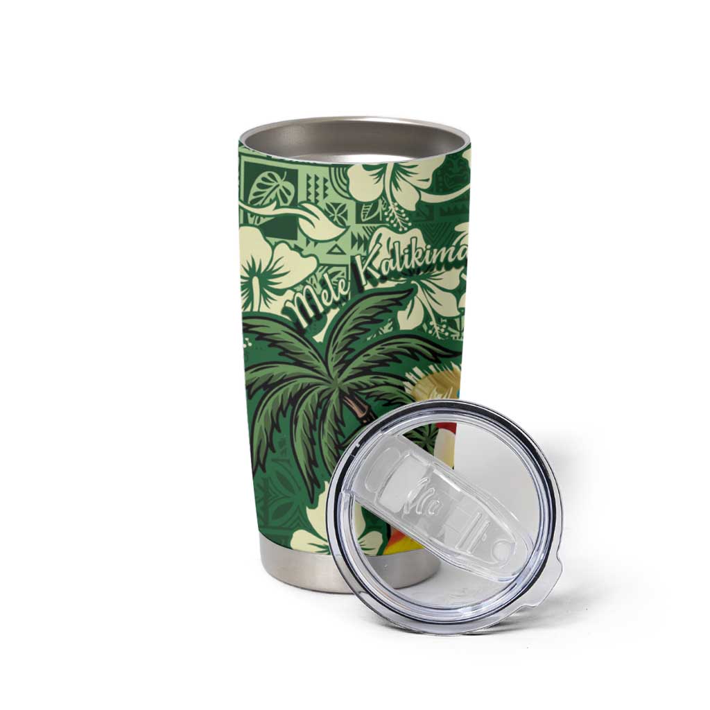 Moss Green Tropical Christmas Hawaii Tapa Tumbler Cup Aloha Santa Drink Party - Polynesian Pride