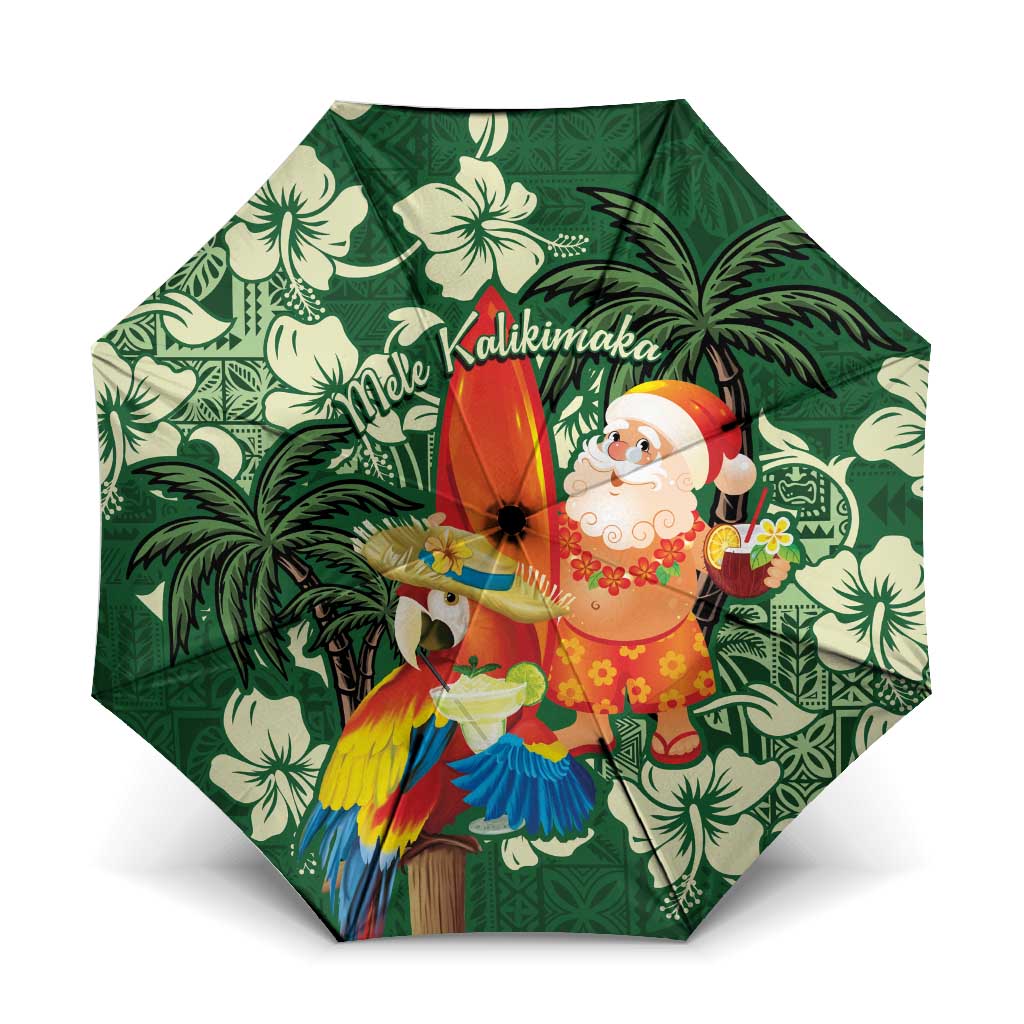 Moss Green Tropical Christmas Hawaii Tapa Umbrella Aloha Santa Drink Party - Polynesian Pride