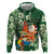 Moss Green Tropical Christmas Hawaii Tapa Zip Hoodie Aloha Santa Drink Party - Polynesian Pride