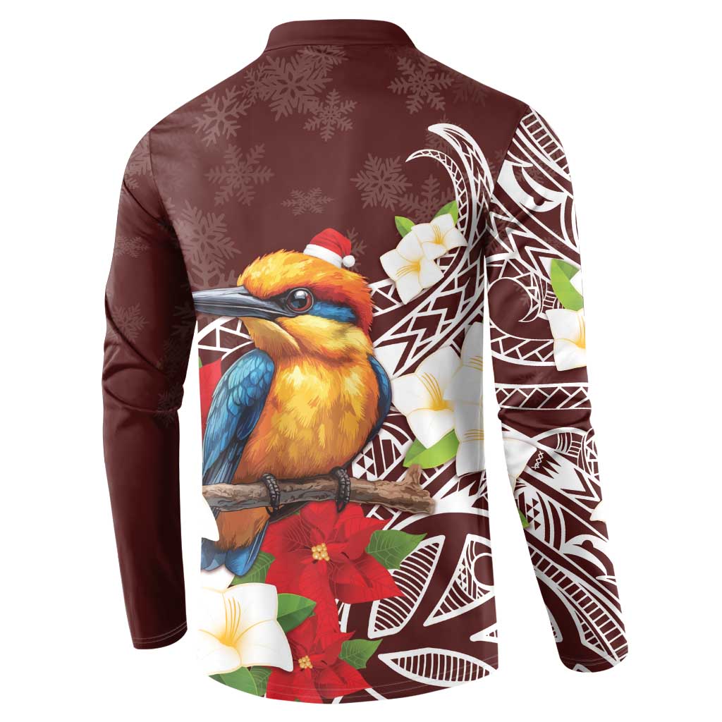 Felis Pasgua Guam Button Sweatshirt Christmas Sihek Kingfisher with Guasali LT7 - Polynesian Pride