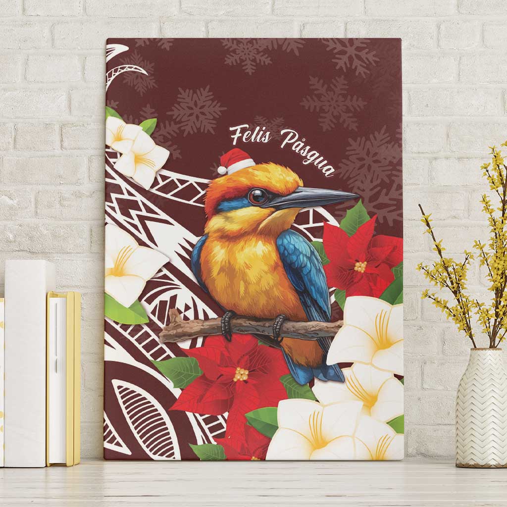 Felis Pasgua Guam Canvas Wall Art Christmas Sihek Kingfisher with Guasali LT7 Without Frame Crimson - Polynesian Pride