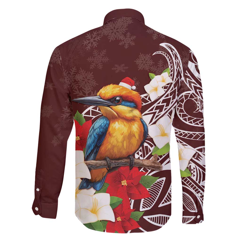 Felis Pasgua Guam Family Matching Long Sleeve Bodycon Dress and Hawaiian Shirt Christmas Sihek Kingfisher with Guasali