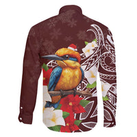 Felis Pasgua Guam Family Matching Long Sleeve Bodycon Dress and Hawaiian Shirt Christmas Sihek Kingfisher with Guasali