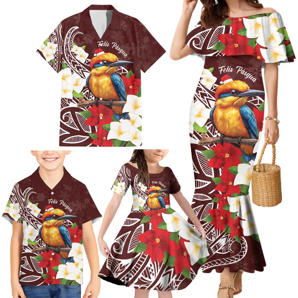 Felis Pasgua Guam Family Matching Mermaid Dress and Hawaiian Shirt Christmas Sihek Kingfisher with Guasali