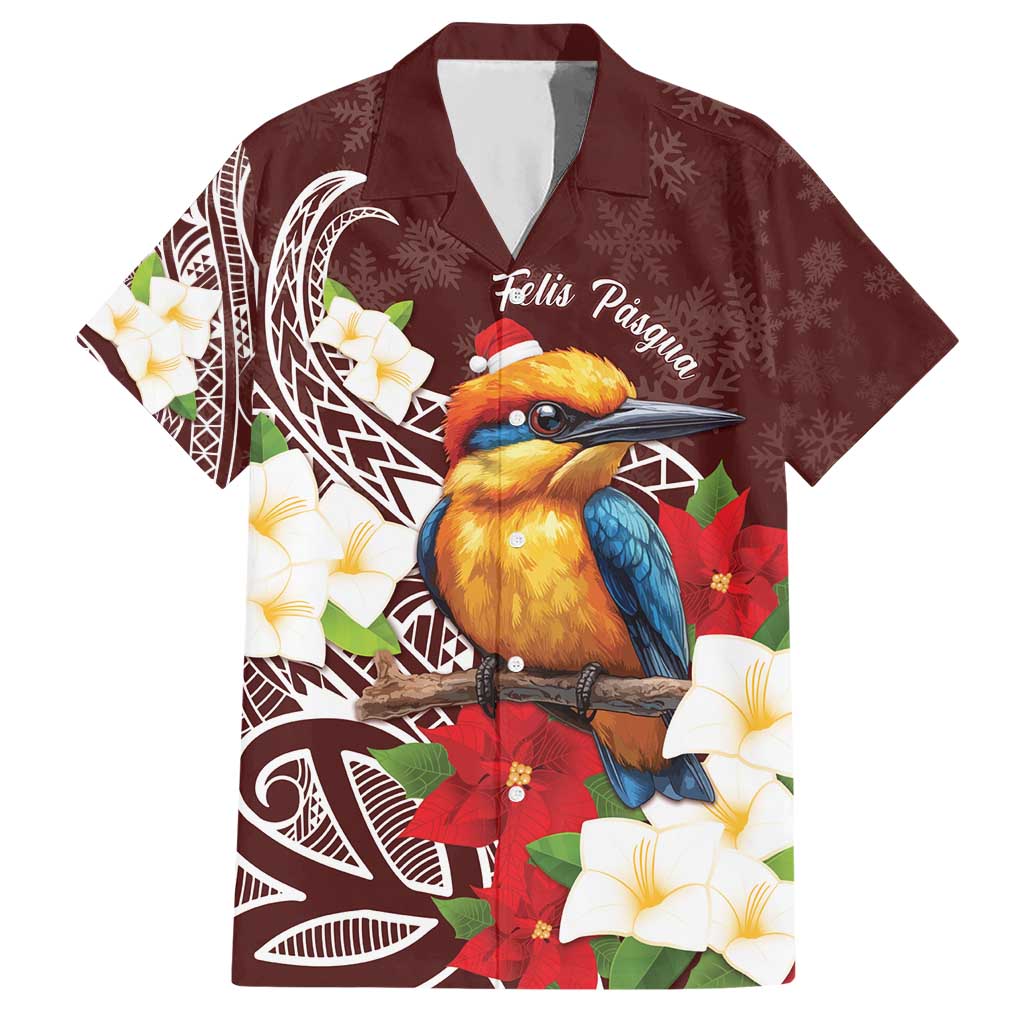 Felis Pasgua Guam Hawaiian Shirt Christmas Sihek Kingfisher with Guasali LT7 Crimson - Polynesian Pride