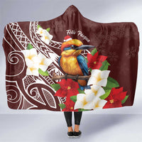 Felis Pasgua Guam Hooded Blanket Christmas Sihek Kingfisher with Guasali LT7 One Size Crimson - Polynesian Pride