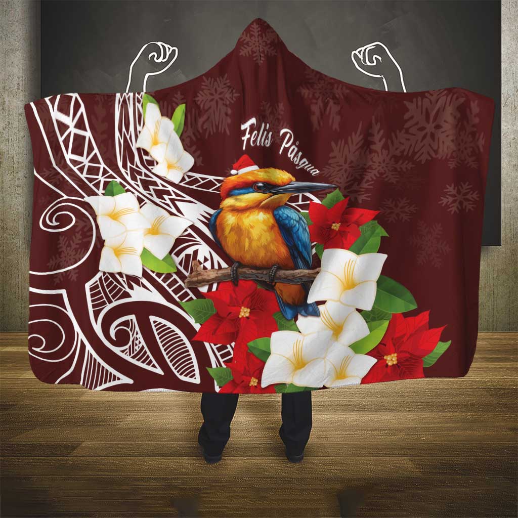 Felis Pasgua Guam Hooded Blanket Christmas Sihek Kingfisher with Guasali LT7 - Polynesian Pride