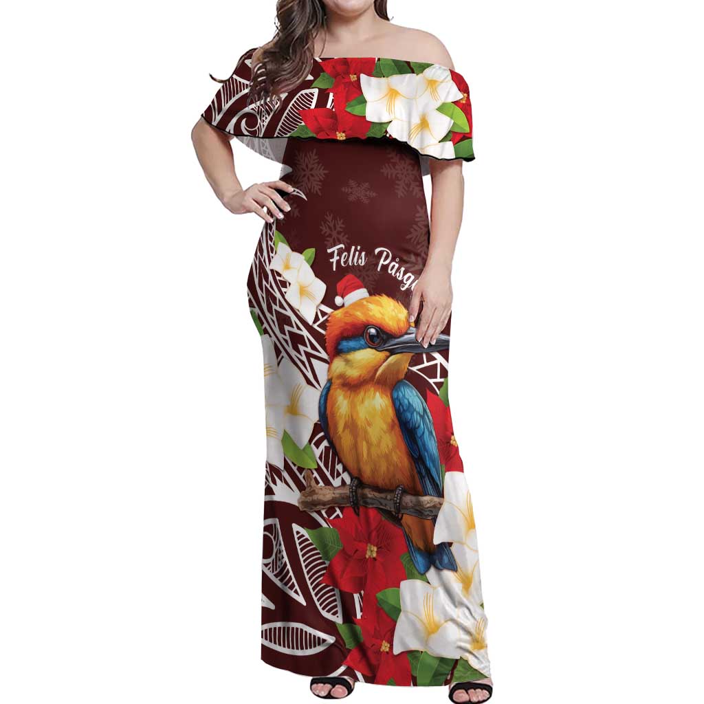 Felis Pasgua Guam Off Shoulder Maxi Dress Christmas Sihek Kingfisher with Guasali