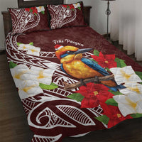 Felis Pasgua Guam Quilt Bed Set Christmas Sihek Kingfisher with Guasali LT7 Crimson - Polynesian Pride