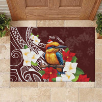 Felis Pasgua Guam Rubber Doormat Christmas Sihek Kingfisher with Guasali LT7 Crimson - Polynesian Pride