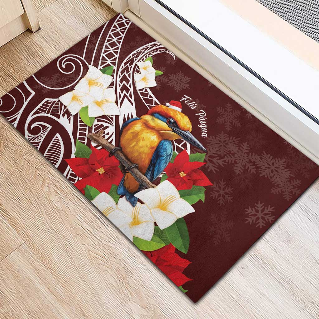 Felis Pasgua Guam Rubber Doormat Christmas Sihek Kingfisher with Guasali LT7 - Polynesian Pride