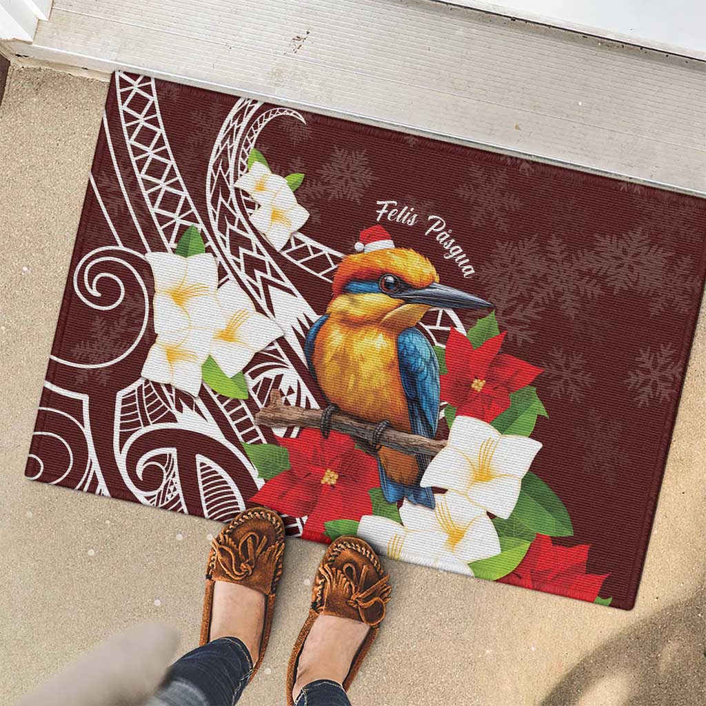 Felis Pasgua Guam Rubber Doormat Christmas Sihek Kingfisher with Guasali LT7 - Polynesian Pride