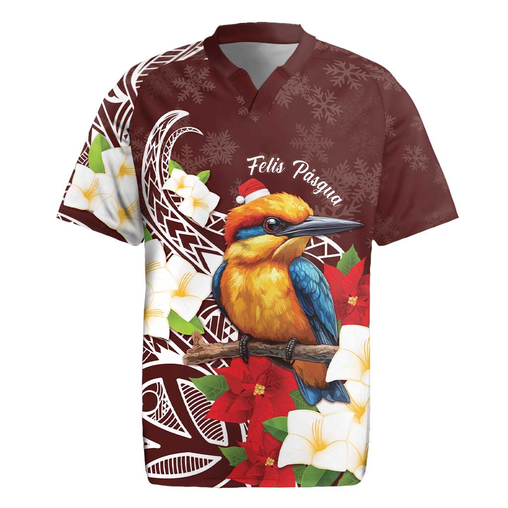 Felis Pasgua Guam Rugby Jersey Christmas Sihek Kingfisher with Guasali LT7 Crimson - Polynesian Pride
