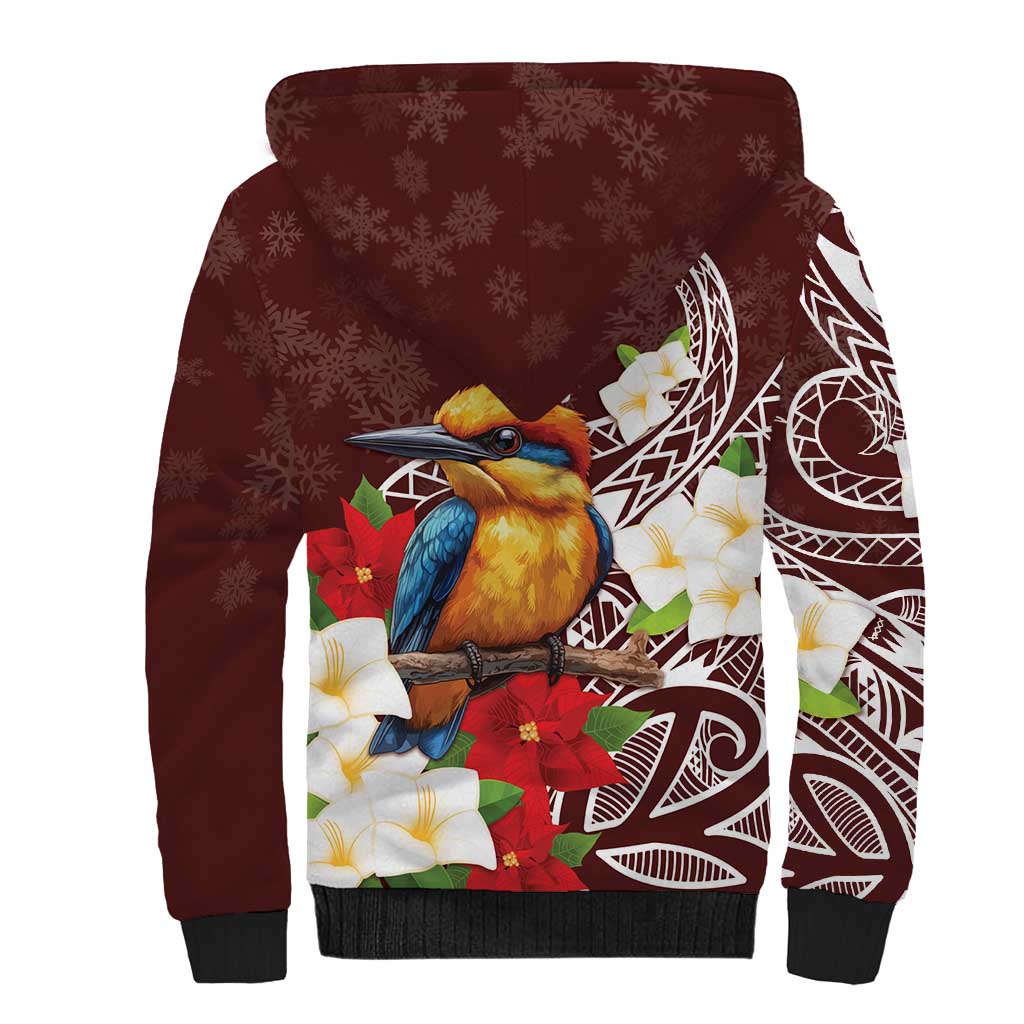 Felis Pasgua Guam Sherpa Hoodie Christmas Sihek Kingfisher with Guasali LT7 - Polynesian Pride