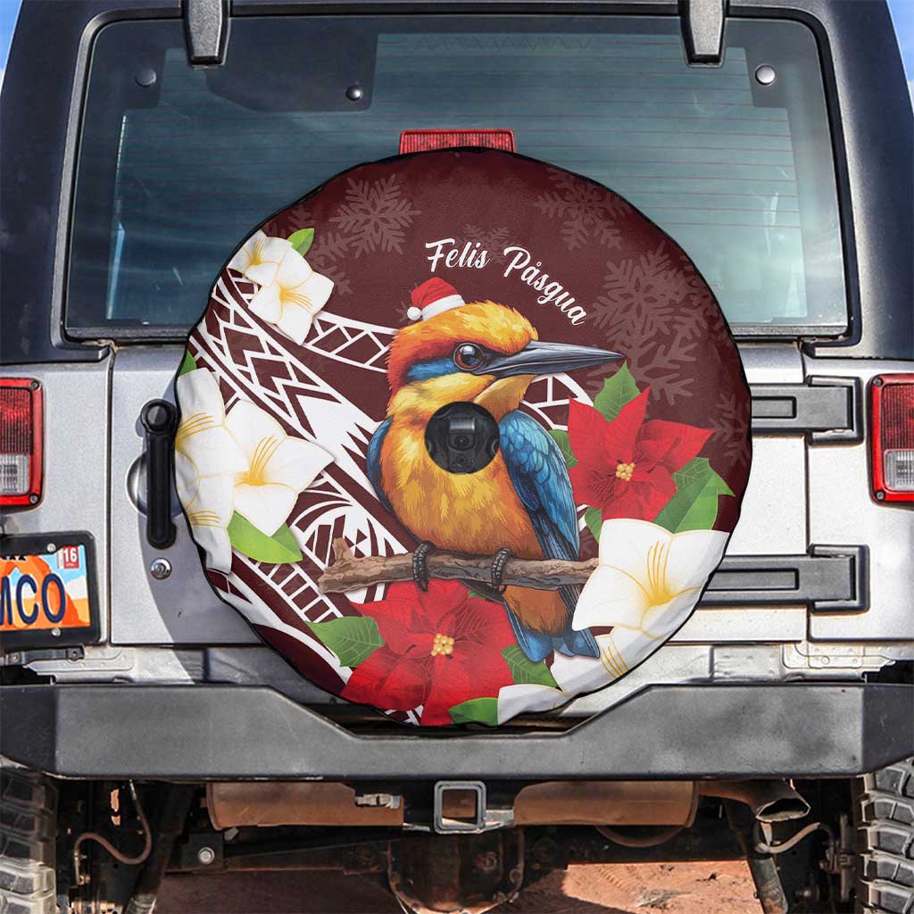Felis Pasgua Guam Spare Tire Cover Christmas Sihek Kingfisher with Guasali LT7 Crimson - Polynesian Pride