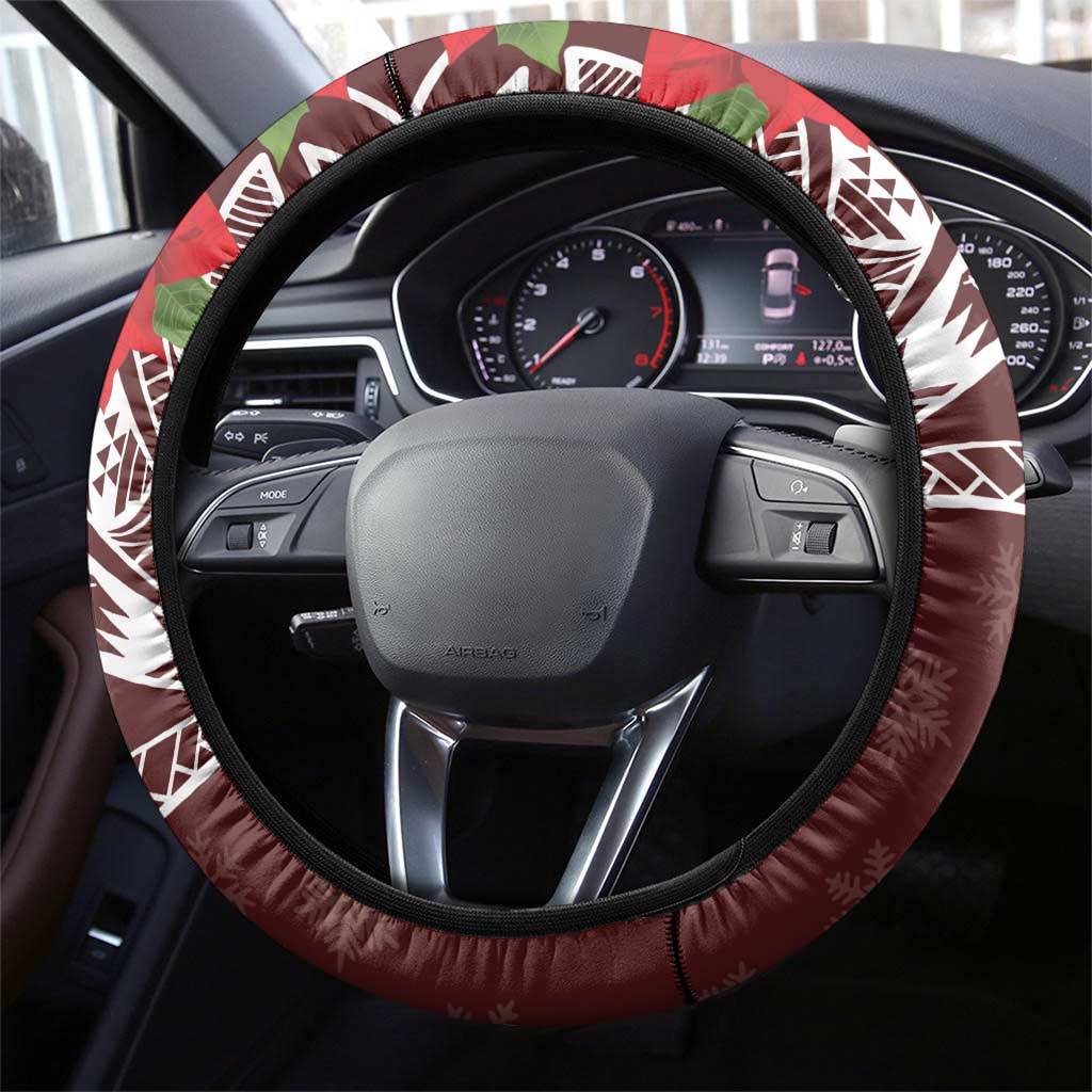 Felis Pasgua Guam Steering Wheel Cover Christmas Sihek Kingfisher with Guasali LT7 - Polynesian Pride