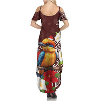 Felis Pasgua Guam Summer Maxi Dress Christmas Sihek Kingfisher with Guasali LT7 - Polynesian Pride
