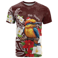 Felis Pasgua Guam T Shirt Christmas Sihek Kingfisher with Guasali LT7 Crimson - Polynesian Pride
