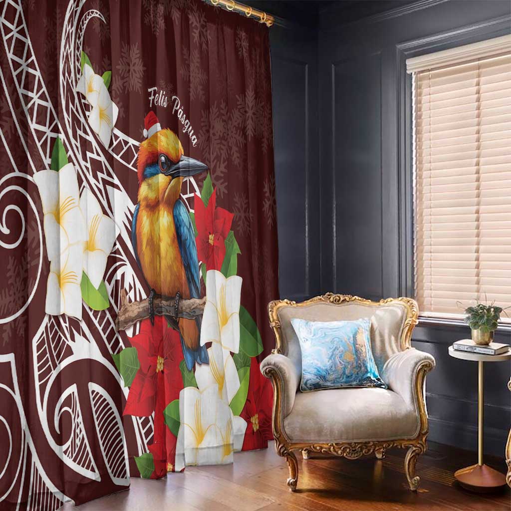 Felis Pasgua Guam Window Curtain Christmas Sihek Kingfisher with Guasali LT7 - Polynesian Pride