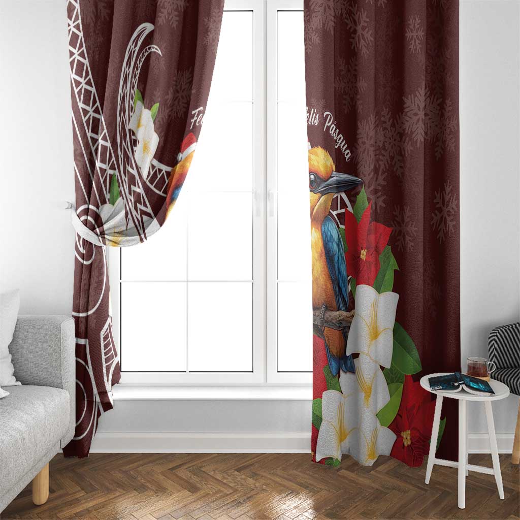 Felis Pasgua Guam Window Curtain Christmas Sihek Kingfisher with Guasali LT7 - Polynesian Pride