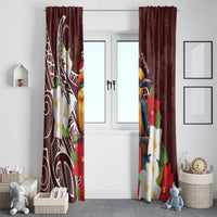 Felis Pasgua Guam Window Curtain Christmas Sihek Kingfisher with Guasali LT7 - Polynesian Pride