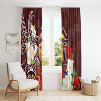 Felis Pasgua Guam Window Curtain Christmas Sihek Kingfisher with Guasali LT7 - Polynesian Pride