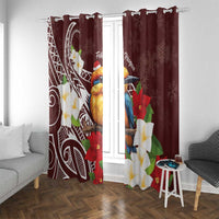 Felis Pasgua Guam Window Curtain Christmas Sihek Kingfisher with Guasali LT7 With Grommets Crimson - Polynesian Pride