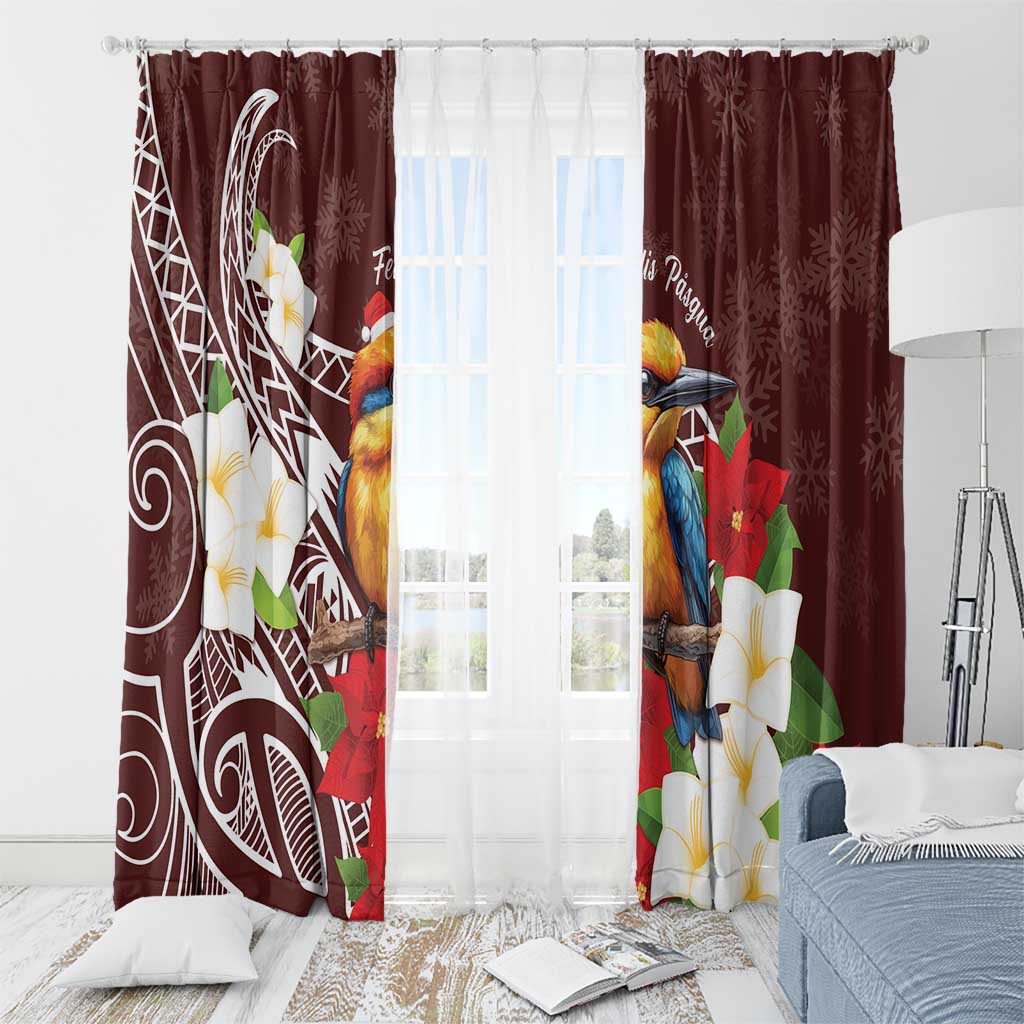 Felis Pasgua Guam Window Curtain Christmas Sihek Kingfisher with Guasali LT7 - Polynesian Pride