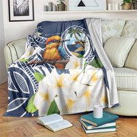 Hafa Adai Guam Blanket Sihek Guam Kingfisher with Guasali LT7 Navy Blue - Polynesian Pride