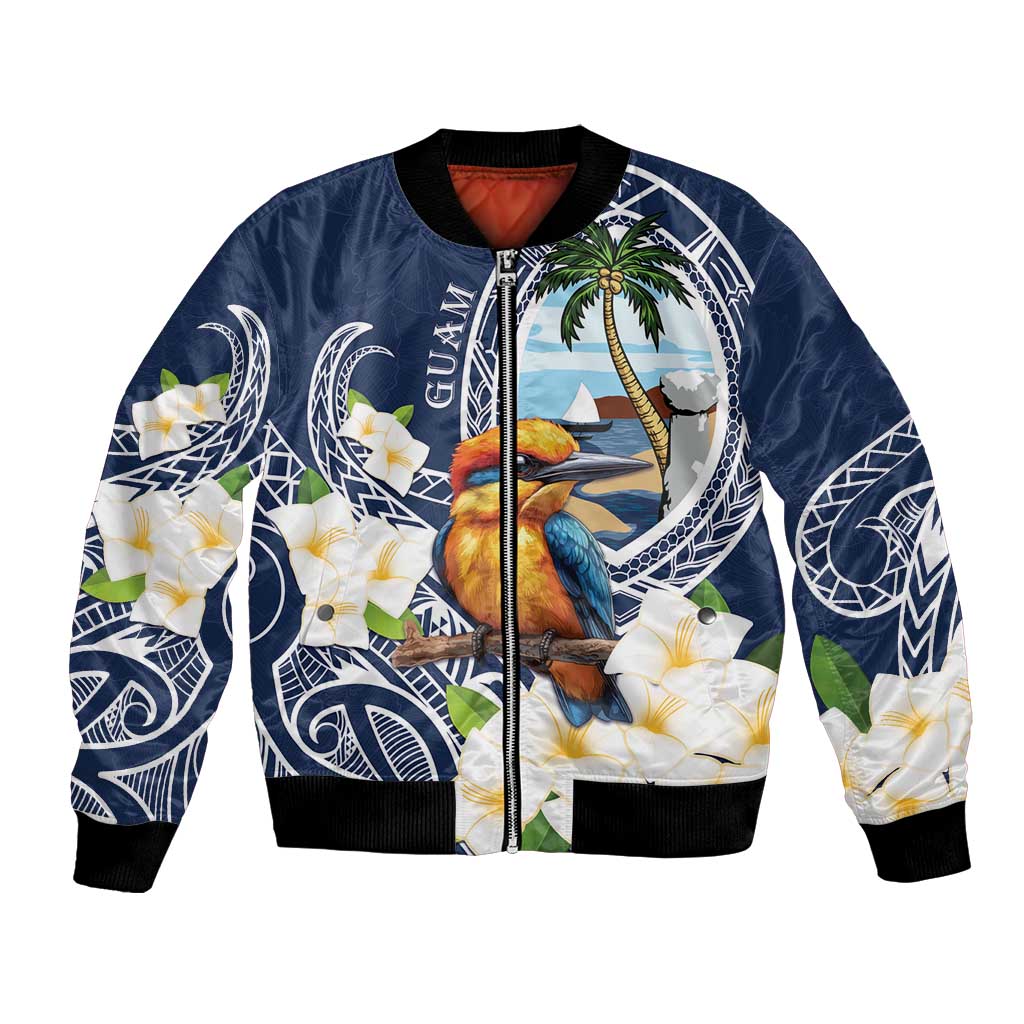 Hafa Adai Guam Bomber Jacket Sihek Guam Kingfisher with Guasali