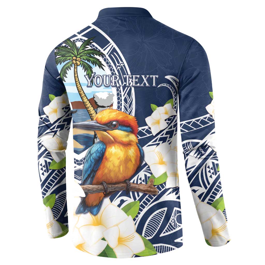 Hafa Adai Guam Button Sweatshirt Sihek Guam Kingfisher with Guasali LT7 - Polynesian Pride