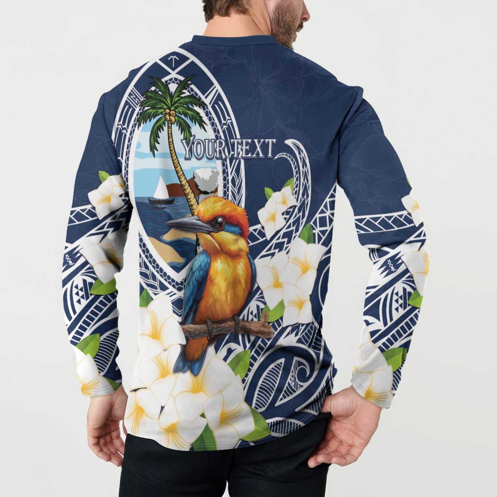 Hafa Adai Guam Button Sweatshirt Sihek Guam Kingfisher with Guasali LT7 - Polynesian Pride