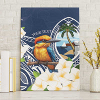 Hafa Adai Guam Canvas Wall Art Sihek Guam Kingfisher with Guasali LT7 Without Frame Navy Blue - Polynesian Pride
