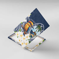 Hafa Adai Guam Canvas Wall Art Sihek Guam Kingfisher with Guasali LT7 With Frame Navy Blue - Polynesian Pride